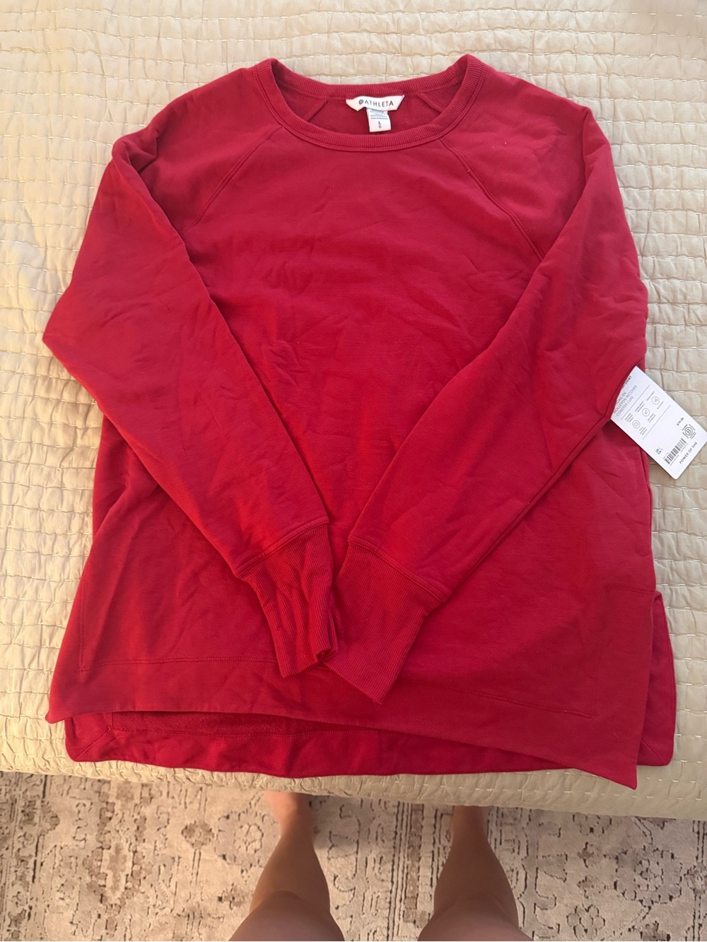 Athleta Bright Red Classic Crewneck Sweater